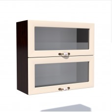 Corp superior vitrina 80 cu 2 usi orizontale Zebra MDF vanilie simplu